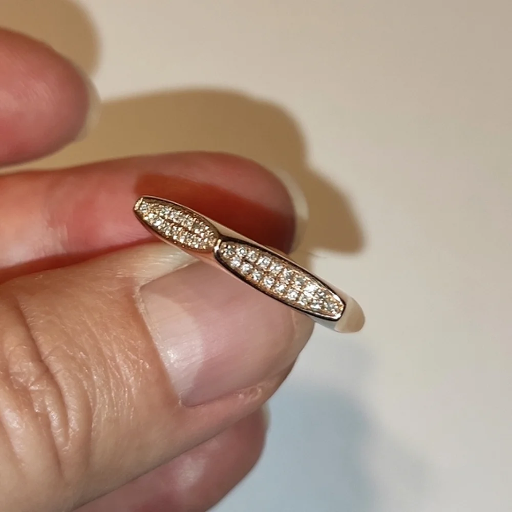 Solid 14K Rose Gold Diamonds Hexagon Ring
